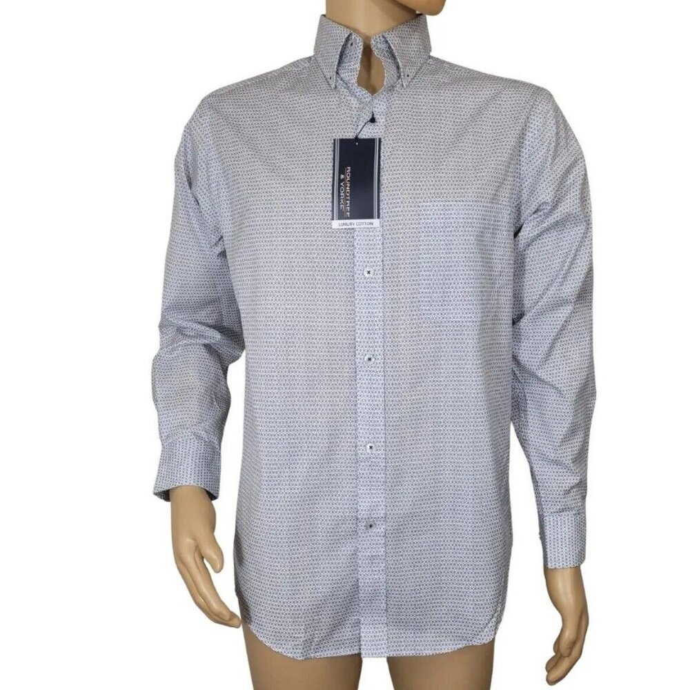 Roundtree & Yorke Shirt Size S Men's Long Sleeve button Up Luxury Cotton 38